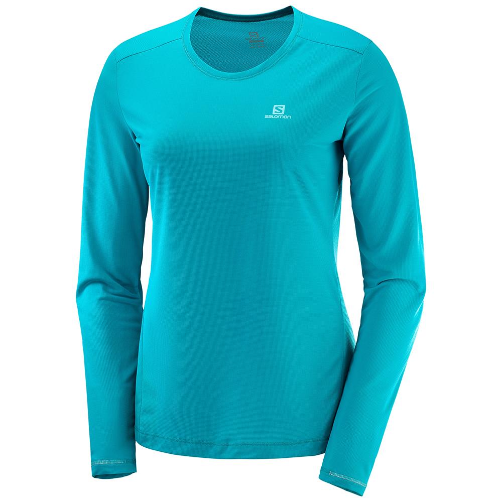 SALOMON AGILE LS W Philippines - Women's Midlayers - Blue | 352186-VMY